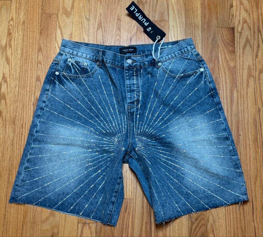 Purple Brand Rhinestone Blue Denim Shorts | size 40 | NWT